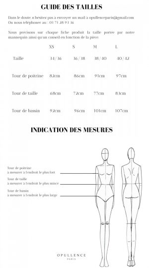 Guide de tailles de la marque Opullence