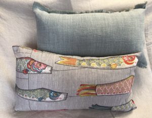 Coussin lin, thème poissons – Image 3