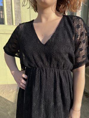 Robe longue dentelle, Havane noire – Image 3