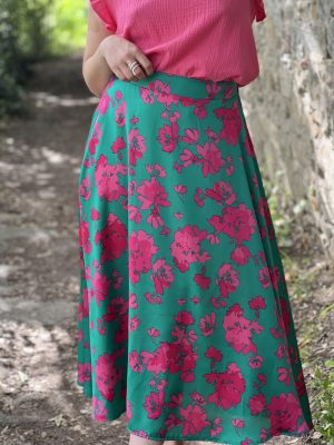 Jupe longue, Gala à fleurs roses – Image 2