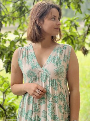 Robe longue, Béa à fleurs vertes – Image 3