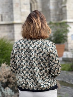 Bomber veste - imprimé beige – Image 3