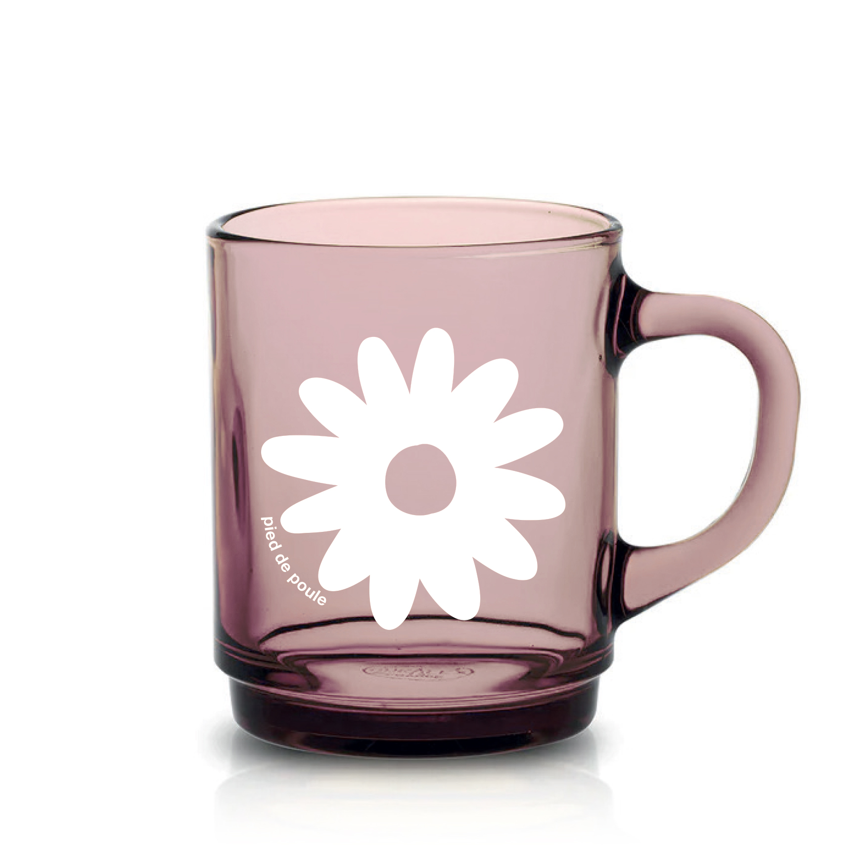 Cette mug rétro rose en verre trempé (duralex) nous embarque pour un voyage dans les 70's. Il y a plusieurs couleurs et motifs, elles sont empilables. Fabriquée en France