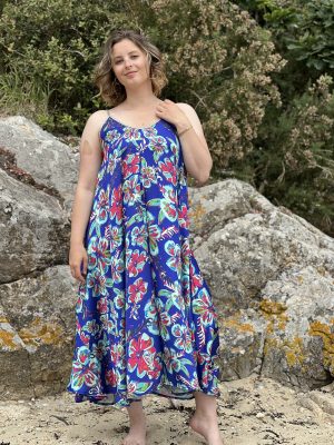 Robe longue, Real bleue à fleurs – Image 2